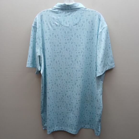 Masters Tech Men's Sports Patrons Icons Print Performance Golf Polo Blue Large - Picture 2 of 6